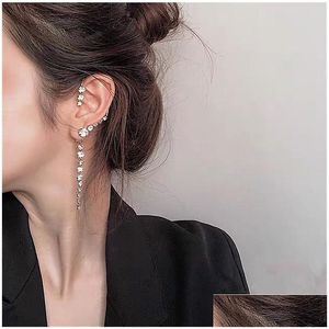 Single New Korean Rhinestone Earrings 2021 Shiny Drill Arc Ear Hanging Clip For Women Minimalist Cuff Drop Delivery Dhgarden Otbhv