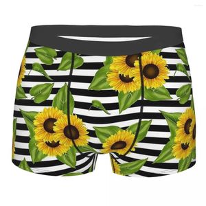 Unterhose, Blumenmuster, Sonnenblumen in Richtung der Sonnenblume, atmungsaktive Höschen, Shorts, Boxershorts, Herrenunterwäsche, bequem