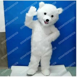 Trajes de mascote de urso branco super fofos trajes de halloween caráter de caráter traje de natal, roupa de festa ao ar livre