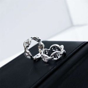 Cold Wind H Pig Nose Thickened Plating 18K Rose Gold Personalized New Ring High Sense Ornament Design for Small Market