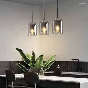 Lâmpadas pingente de vidro duplo hanglamp nórdico quarto lâmpada decoração casa sala jantar barra cozinha ilha suspensão luminárias