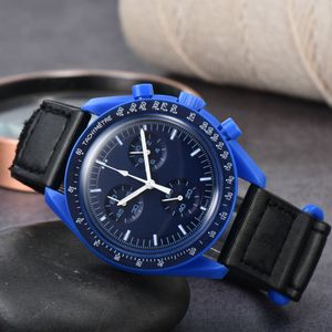 Bioceramic Planet Moon Mens Watches High Quality Full Function Chronograph Designer Watches Mission to Mercury 42mm Nylon Watches Quartz Clock Relogio Masculino