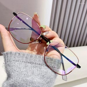 Sonnenbrille 2023 Mode farbige Brillenrahmen Damen Metall Anti-Blaulicht-Brille kann mit Myopie ausgestattet werden