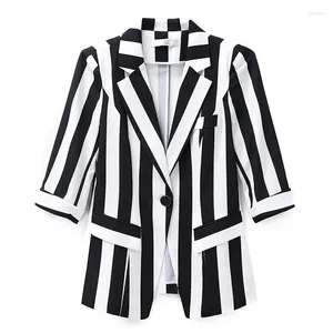 Women's Suits Casual Blazer Fashion Black And White Suit 2023 Spring Autumn Women Blazers Coat Ladies Temperament Striped Jacket