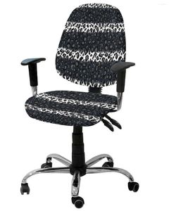 Stol täcker leopard tryck svart vit randig elastisk fåtölj datorskydd avtagbart kontorslipcover split säte