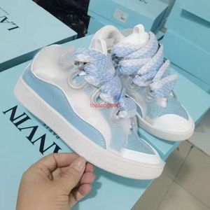 Lanvis Luxury Designer Shoes Curb Shoes Casual Sneakers New Langfan Par Style With Film Color Block Mens and Womens Shoe Sports Shoe