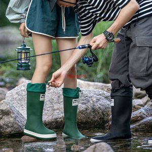 Rain Boots Fashion Rain Boots for Men and Women Couples Long Sleeve Waterproof Elastic Strap for Outdoor Play Fishing Anti slip Waterproof and Durable Water Shoes