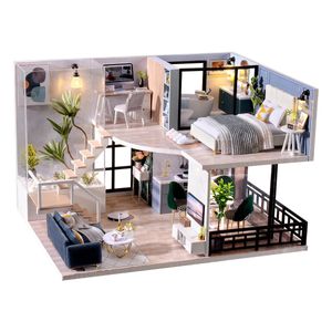 Docka hus tillbehör julår gåvor diy docka hus trä miniatyr möbler dollhouse leksaker för barn födelsedagspresenter l032 231027