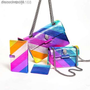 Mini Kurt Geiger handbag rainbow stripes bag Luxury leather purse Designer Women Man Shoulder clutch tote crossbody pochetteGhwH