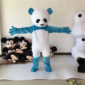 Costumi della mascotte dell'orso panda blu/bianco di alta qualità Vestito da festa operato da Halloween Personaggio dei cartoni animati Carnevale Natale Pasqua Pubblicità Festa di compleanno