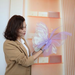 50cm Big Simulation Butterfly 3D Outdoor Shopping Mall Wedding Festival Decoration Hollow Large Hanging Gauze Fake Butterfly