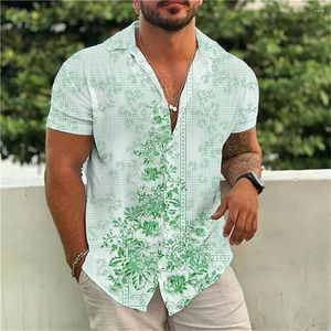 Camicie casual da uomo 2024 Camicia a fiori di anacardi Moda stampa 3d hawaiana Allentata a maniche corte Top Abbigliamento uomo Estate