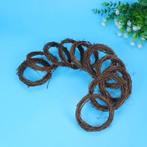 Flores decorativas 10 peças 8cm anel de rattan seco natural inacabado estilo country americano decorações de guirlanda para casa interior natal