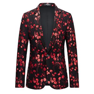 Ternos masculinos Blazers Homens Luxo Floral Impresso Terno Blazer Homme Night Club Stage Casamento Único Breasted Jacket Ternos Masculino Luxo S-3XL 231027