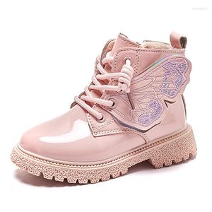 Stivali da bambina Princess 2023 Winter Wings Design calde scarpe in cotone per bambini stile britannico nere corte