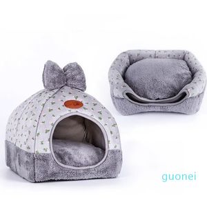 Soft Warm Pet Cat Dog Winter Mat Bed Cat Tent House Foldable Kennel Cave Leopard