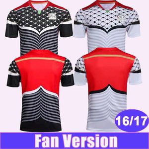 16 17 Palestine National Team Mens Rugby Jerseys Retro Home White Away Black Football Shirts Kort ärmuniformer