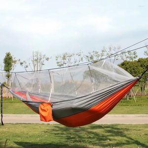 Camp Furniture Tragbare automatische, schnell öffnende Moskitonetz-Hängematte, Outdoor-Camping-Stange, Anti-Überschlag-Nylon-Schaukelstuhl, 260 x 140 cm