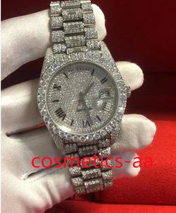 Orologio da uomo con diamanti di lusso Orologi Moissanite Passa diamanti Test Rose Silver Movimento automatico ETA 3255 41MM Impermeabile Set in acciaio inossidabile 904 Zaffiro con scatola