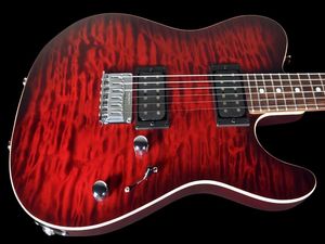 ¡Venta caliente de buena calidad guitarra eléctrica HOLLOW COBRA EDREDÓN TOP ~ CAJUN ROJO A OSCURO EXPLOSIÓN! Instrumentos musicales#0099