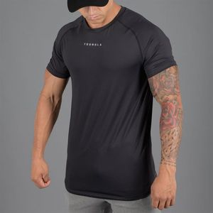 Männer T-Shirts Reine Farbe Gym Männer Mesh Polyester Slim Kurzarm Sport Bodybuilding Fitness Herren Workout Tees Tops278g