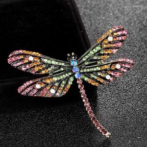 Brooches Enamel Dragonfly For Women Party Couple Jewelry Rhinestone Insects Weddings Banquet Gifts Hats Accessory