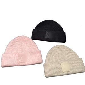 Chapéu Lowees de alta qualidade, versão alta, chapéu de lã tricotado, outono e inverno, marca da moda, pequena etiqueta de couro, chapéu frio, chapéu de esqui ao ar livre, chapéu quente