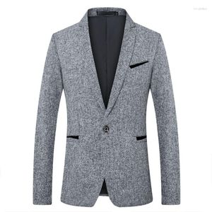 Abiti da uomo Blazer casual da uomo Primavera Autunno Solido Fibbia singola Blaser Masculino Giacca in panno di lana Moda Slim Lungo