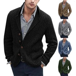 Maglioni da uomo Cappotti invernali da uomo in misto lana Cappotto lungo marrone chiaro da uomo Cardigan lavorato a maglia con maniche monopetto Colletto a fiori con tasca