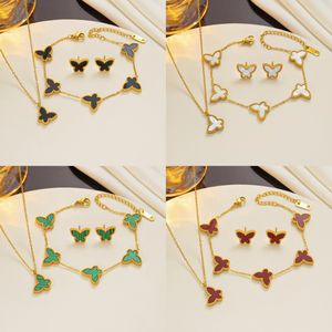 18K Gold Plated butterfly fritillary three-piece set Bracelet Earring necklace Women ChristmValentine's Day Birthday Gifts