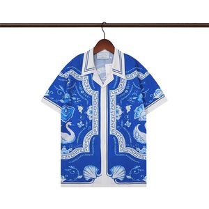 24 Mens Tasarımcı Gömlek Kazabaş Hawaii Gömlek Elbise Gömlek Baskı Deseni Camicia Unisex Düğme Erkekler Günlük Gömlekler