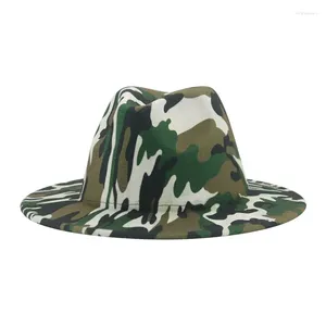 Berets Fedora Hats Women Men Camouflage Wide Brim Casual Jazz Cap Print Western Cowboy Luxury Outdoor Formal Dress Felted Hat