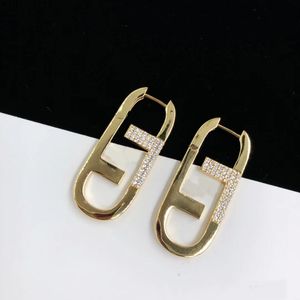 Luxury designer Diamond letter 18k gold earrings Women's fashion simple exquisite gift jewelry