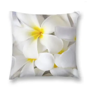 Kudde vit plumeria tropiska frangipani blommor kastar soffa omslag för vardagsrum juls anpassning