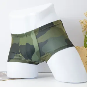 Cuecas 2023 Mens Sexy Boxershorts Troncos Camuflagem Exército Verde Shorts U Bolsa Convexa Boxers Briefs Sono Bottoms Cueca Calcinha