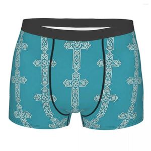 Cuecas Meskel Azul Etíope Cross Art Homme Calcinhas Shorts Boxer Briefs Homem Cueca Confortável