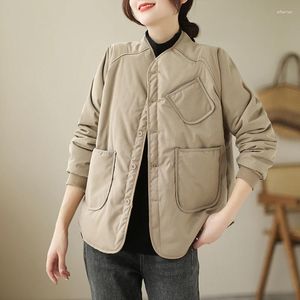 Women's Trench Coats 2023 Arrival Patchwork Padded Cotton Thin Light Vintage Autumn Winter Outwear Fashion Women Spring Casual Parker