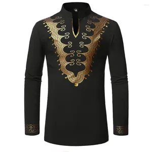 Ethnic Clothing Autumn African Clothes For Men 2023 Printing Long Sleeve Dashiki Shirts S-2XL American