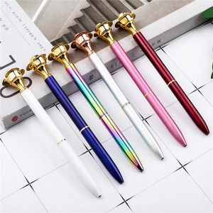 wholesale NEW Creative Golden Rose Sculpture Ballpoint Pens School Office Supplies Signature Business Pen Student Gift