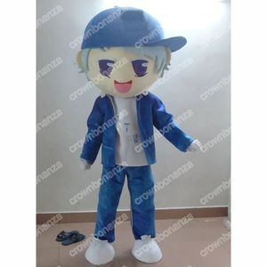 Super Cute Blue Hat Boy Mascot Costumes Halloween Cartoon Character Outfit Suit Xmas Outdoor Party Outfit Unisex Promotional Advertising Clothings