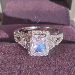 Kobiety luksusowe pierścionki projektantki plac Big Moissanite Diamond błyszczące pełne wiertarki biżuteria PT950 Prezent Girlfriend Prezenty zaręczynowe w ślubie 1920