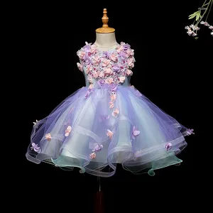 Bühnenkleidung Host Kinder Kleid Prinzessin Kleider Ärmellos High-End Mädchen Laufsteg Klavier Performance Kostüm Geburtstag Blumenmädchen Rock