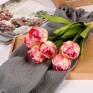 Decorações de Natal 6 pcs Artificial Tulip Flores Bouquet Simulação de Toque Real para Casa Decoração de Festa de Casamento Adereços Pogal