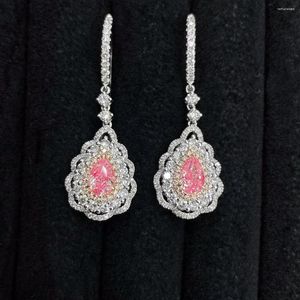 Ohrstecker CNZX 1,02 ct rosa Diamanten 18 Karat Weißgold weiblich Tropfen baumeln für Damen fein