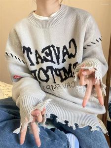 Suéteres Masculinos 2023 Cavempt Sweater Engrossado Slogan Imprimir Ragged Solto e Feminino
