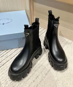 Winter Brand Women Monolith Boots Black Re-Nylon Brush Skórzowe botki platforma Sole Kid-High Lady Motorcycle Boots Hurtownia spacery EU35-40