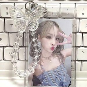 Card Holders Ins Transparent Kpop Po Frame Keychain Crystal Butterfly Pendant DIY Insert Poes Pocard Heart Keyring Idol Holder
