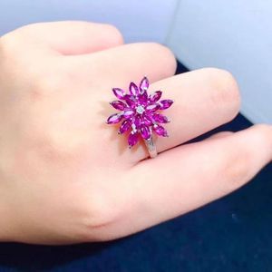 Küme halkaları evlenme ring est geliyor doğal ve gerçek garnet 925 sterling gümüş ince mücevher