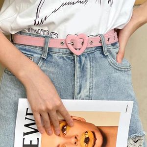Cintos coração fivela denim para mulheres punk cor sólida tecido cintura senhora menina vestido jeans acessórios decorativos tiras