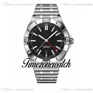 43mm B01 A32398101B1A1 GMT Orologio automatico da uomo Quadrante nero Indicatori a bastone Bracciale in acciaio inossidabile da uomo Nuovi orologi Timezonewatch C147d